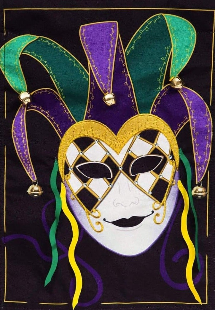 Mardi Gras Garden Flags - Jester - Fleur De Lis Decorative Yard Flags