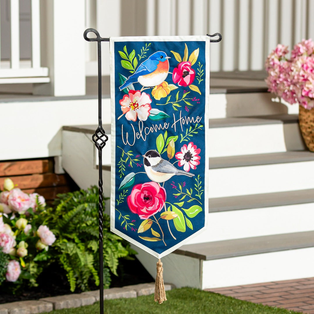 Welcome Home Songbirds Long Garden Flag