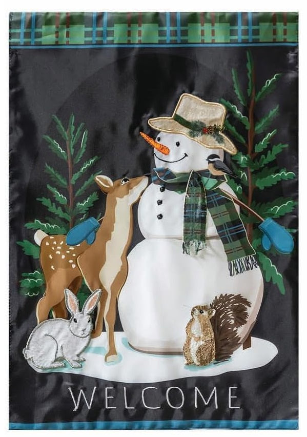 Woodland Snowman and Friends Banner 2 Sided