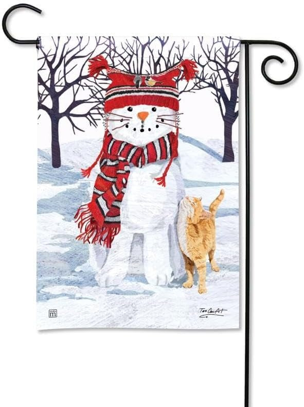 Snow Cat Winter Garden Flag