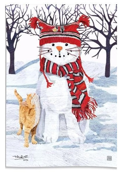 Snow Cat Winter Garden Flag