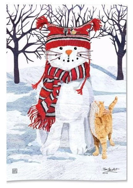 Snow Cat Winter Garden Flag