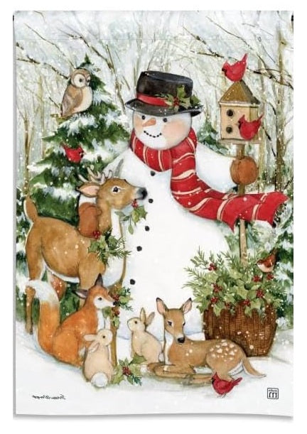 Woodland Snowman Winter Garden Flag