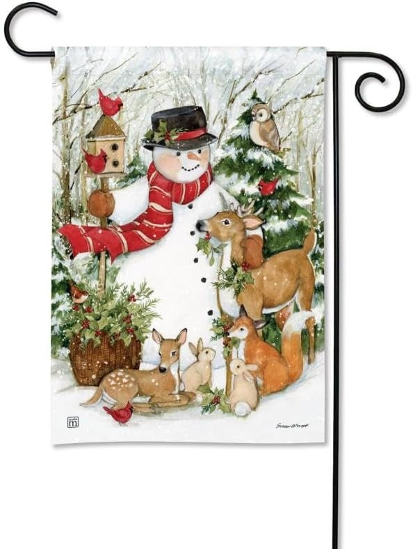 Woodland Snowman Winter Garden Flag