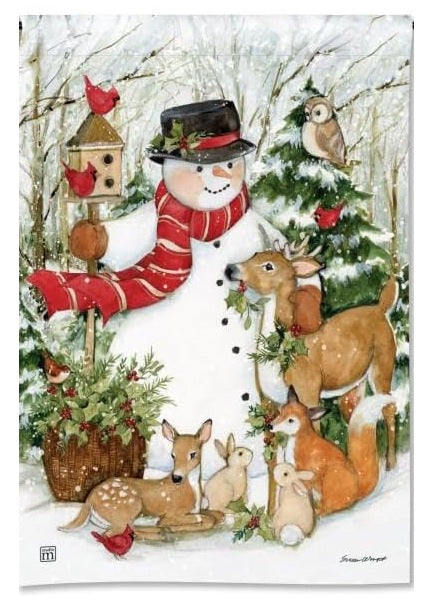 Woodland Snowman Winter Garden Flag