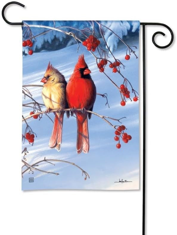 Cardinals In Snow Winter Garden Flag