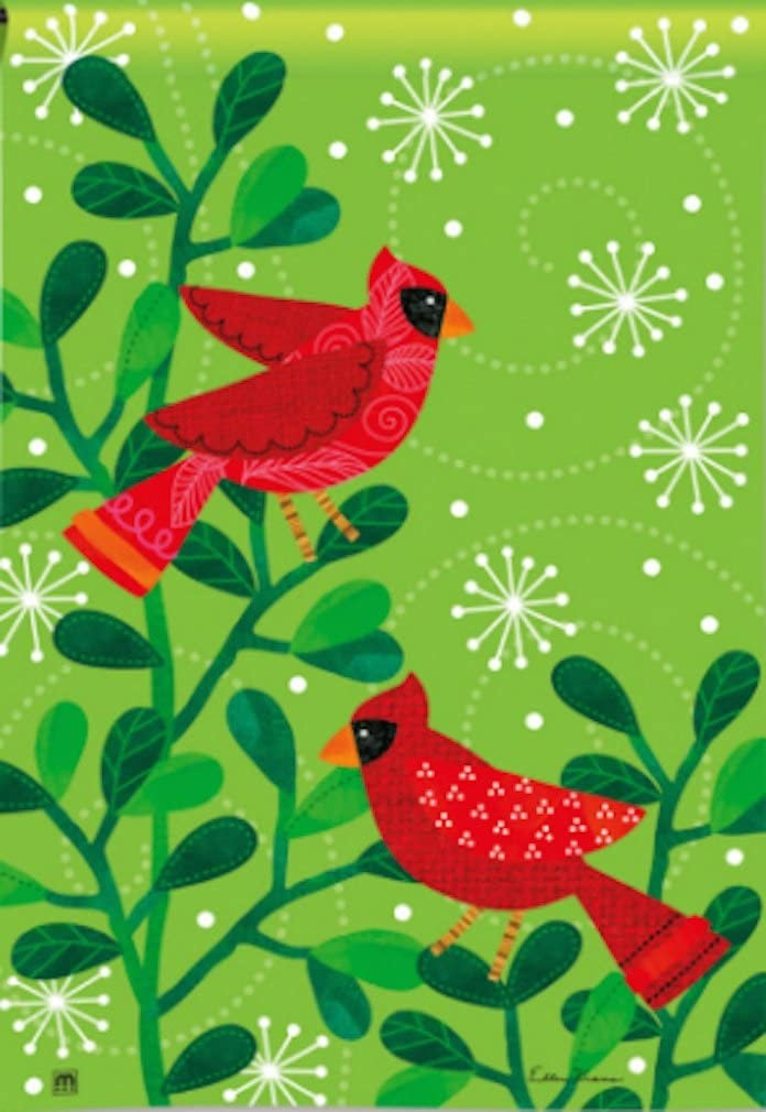 Cardinal Party Garden Flag 2 Sided Winter