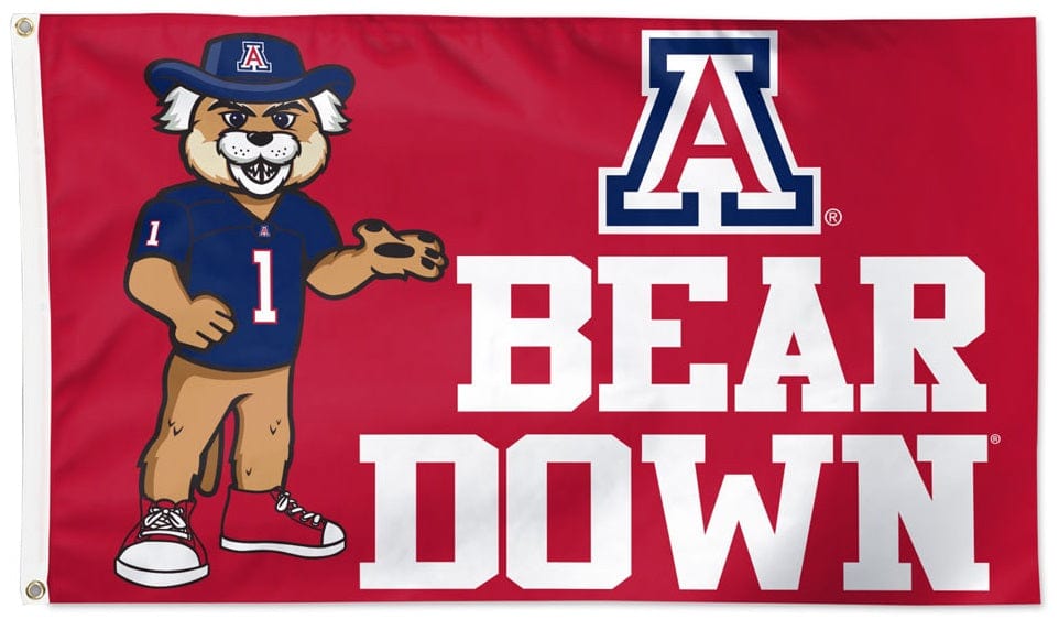 Arizona Wildcats Flag 3x5 Mascot Logo on Red Bear Down heartlandflags