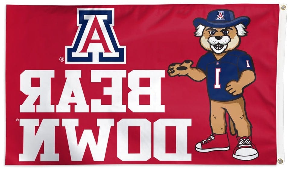 Arizona Wildcats Flag 3x5 Mascot Logo on Red Bear Down heartlandflags