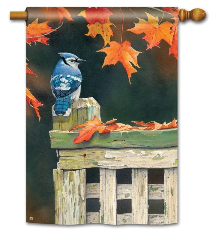 Autumn Blue Jay Flag 2 Sided House Banner heartlandflags