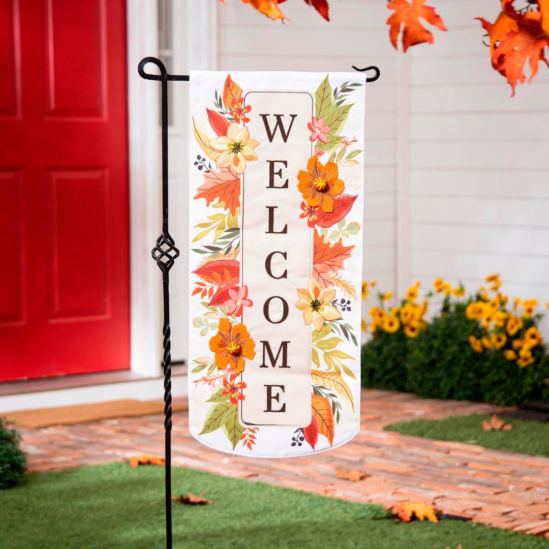 Autumn Floral Welcome Long Garden Flag 2 Sided heartlandflags