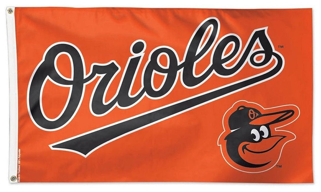 Baltimore Orioles Flag 3x5 Scripted Mascot 2 Sided heartlandflags