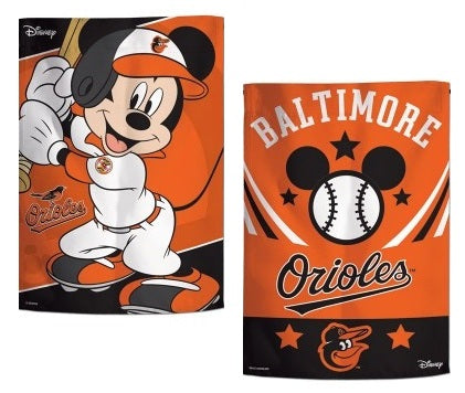 Baltimore Orioles Garden Flag 2 Sided Mickey Mouse Disney heartlandflags