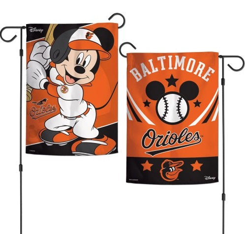 Baltimore Orioles Garden Flag 2 Sided Mickey Mouse Disney heartlandflags