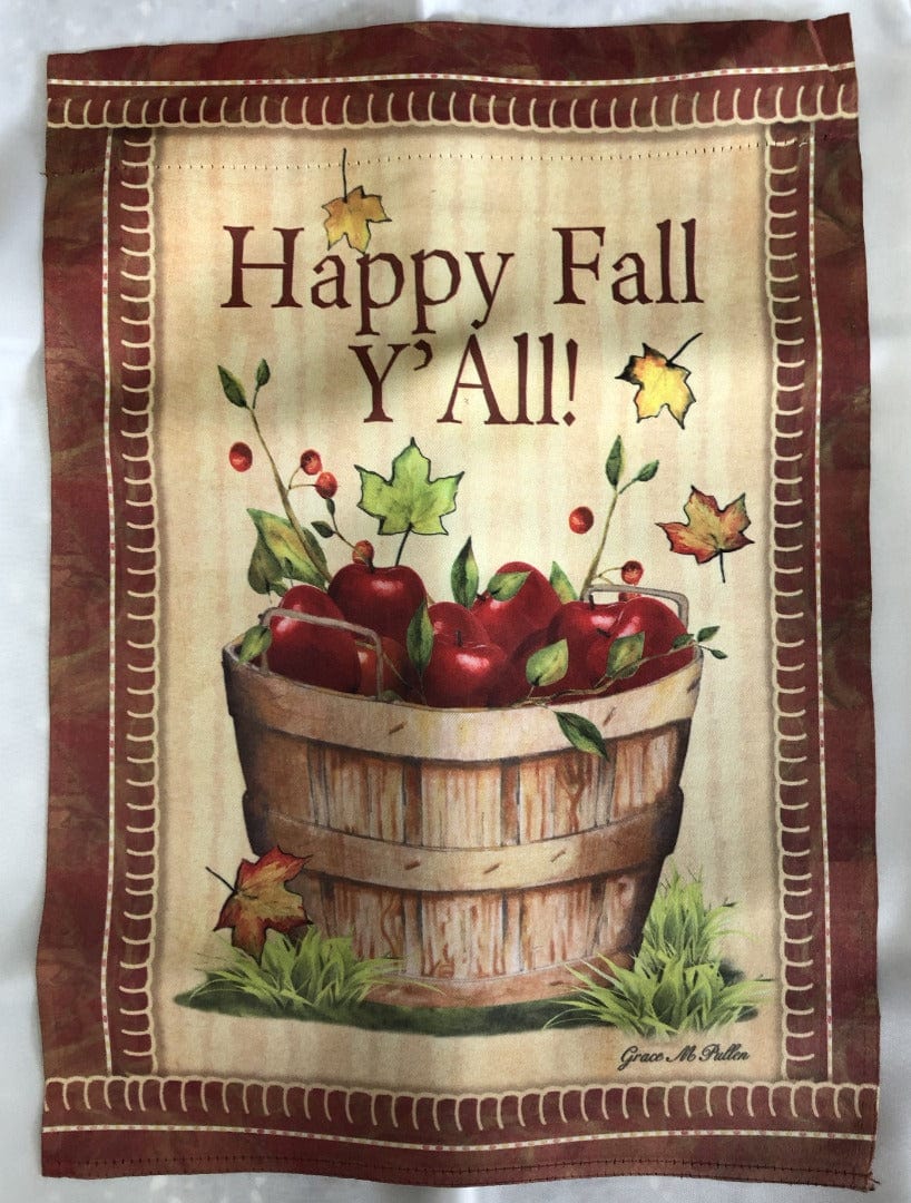 Basket of Apples Garden Flag 2 Sided Happy Fall Y'all heartlandflags