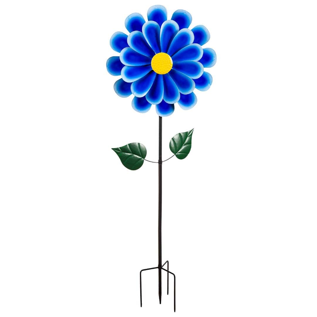 Blue Daisy Wind Spinner 75 Inches Tall heartlandflags