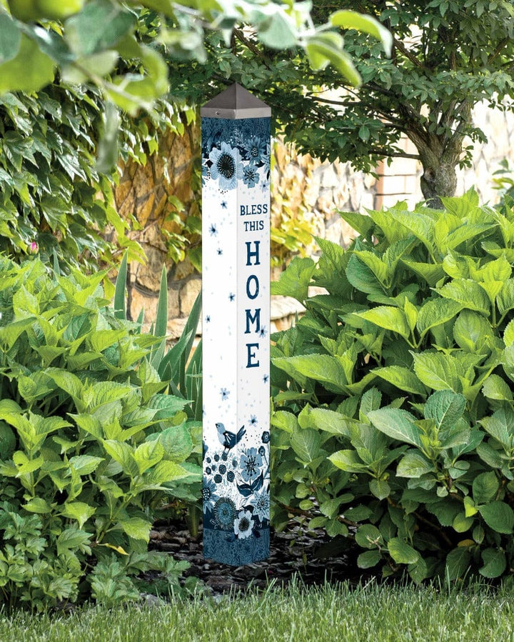 Blue Garden Flowers Garden Art Pole 40 Inches Tall Bless This Home heartlandflags