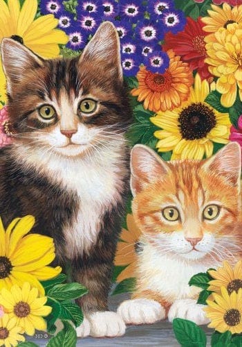 Cats and Flowers Banner 2 Sided House Flag heartlandflags