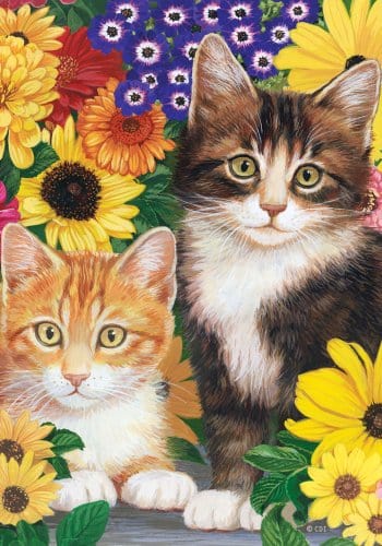 Cats and Flowers Banner 2 Sided House Flag heartlandflags