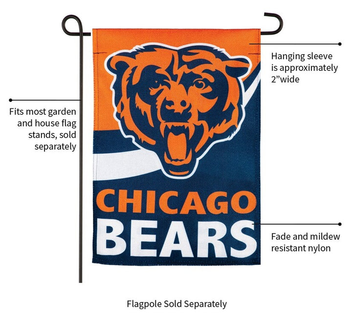 Chicago Bears Garden Flag Burlap 2 Sided heartlandflags