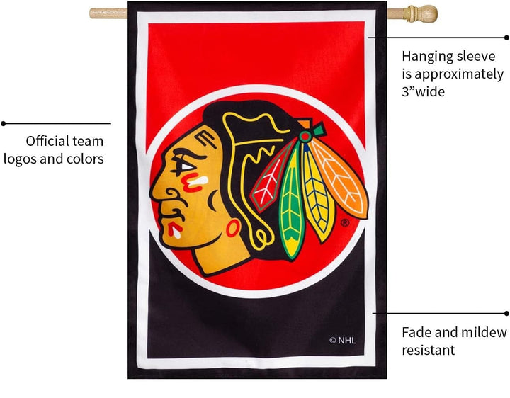 Chicago Blackhawks Banner 2 Sided Burlap House Flag heartlandflags