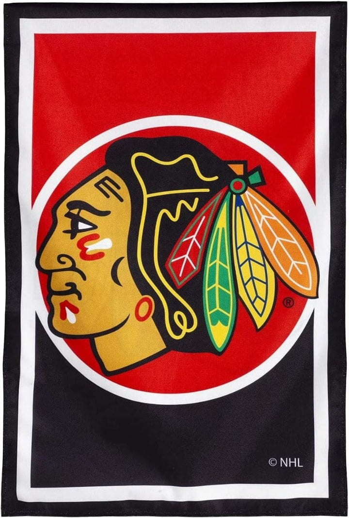 Chicago Blackhawks Banner 2 Sided Burlap House Flag heartlandflags