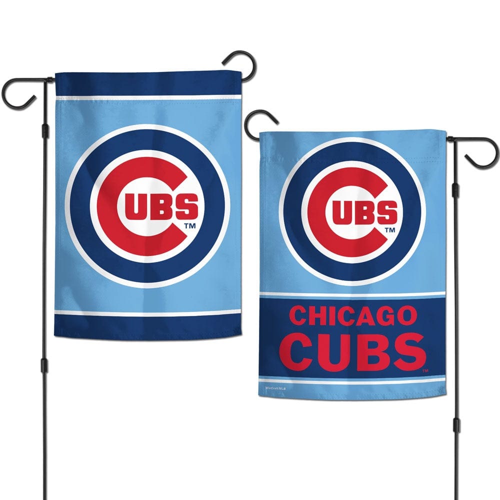 Chicago Cubs Garden Flag 2 Sided Light Blue Logo heartlandflags