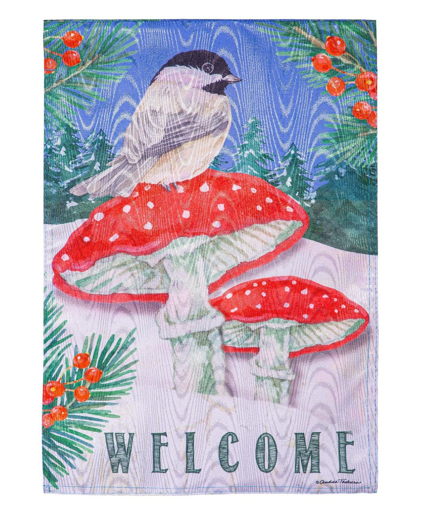 Chickadee And Winter Banner 2 Sided heartlandflags