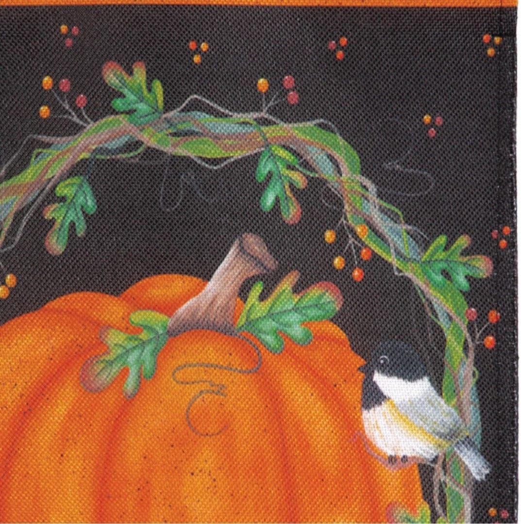 Chickadee and Pumpkin Fall Garden Flag 2 Sided heartlandflags