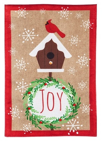 Christmas Joyful Cardinal 2 Sided Garden Flag Burlap heartlandflags