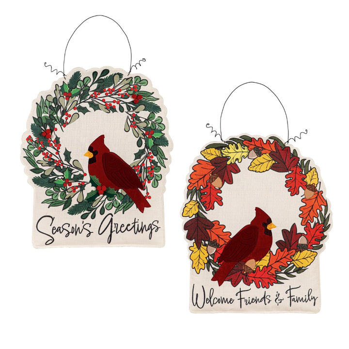 Christmas and Fall Door Decoration Cardinal Wreath heartlandflags