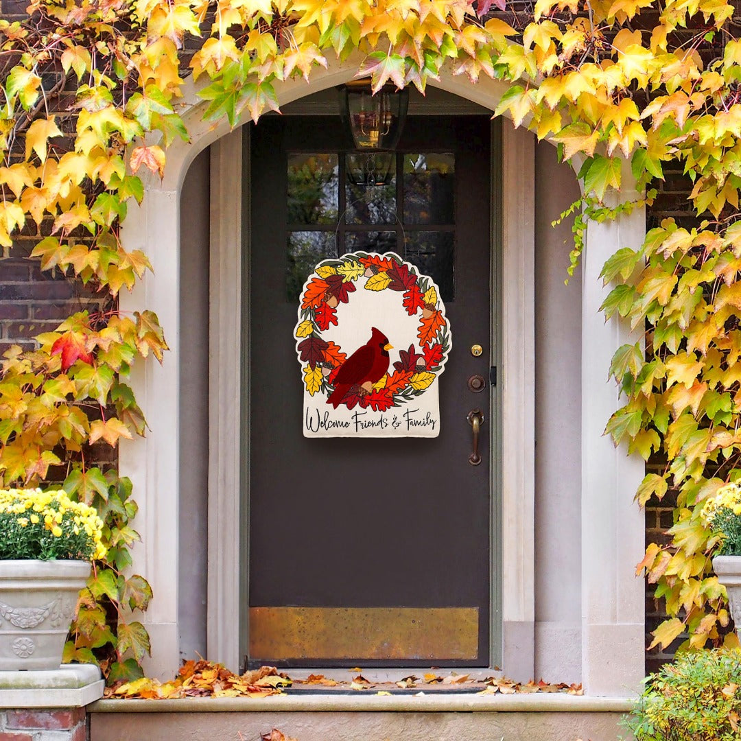 Christmas and Fall Door Decoration Cardinal Wreath heartlandflags