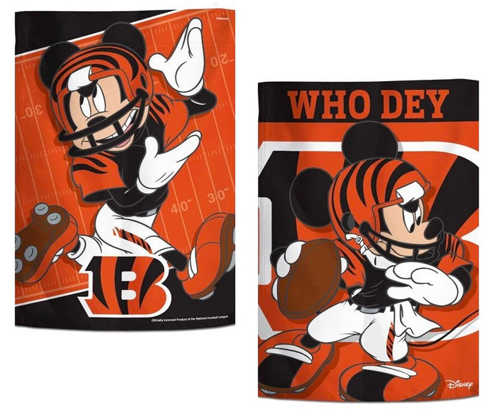 Cincinnati Bengals Garden Flag 2 Sided Mickey Mouse heartlandflags