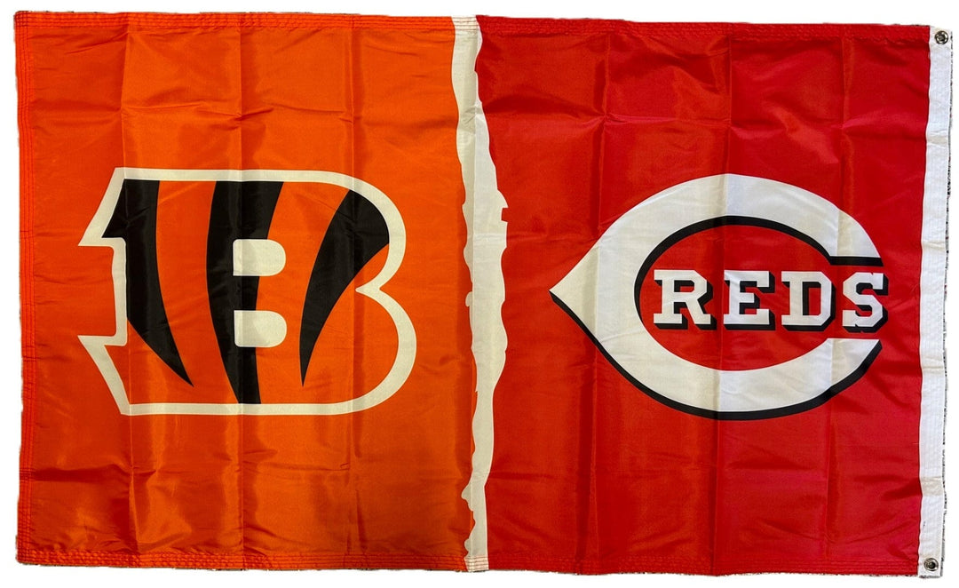 Cincinnati Bengals and Cincinnati Reds Flag 3x5 2 Sided heartlandflags