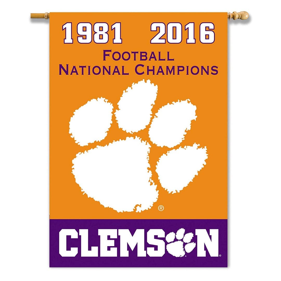 Clemson Tigers Banner 2 Sided Football Champion Years House Flag heartlandflags