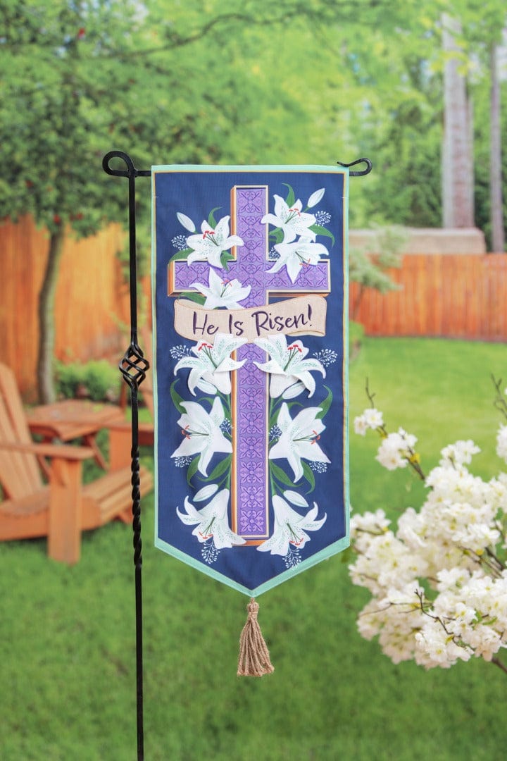 Cross and Lilies Easter Long Garden Flag 2 Sided XL heartlandflags