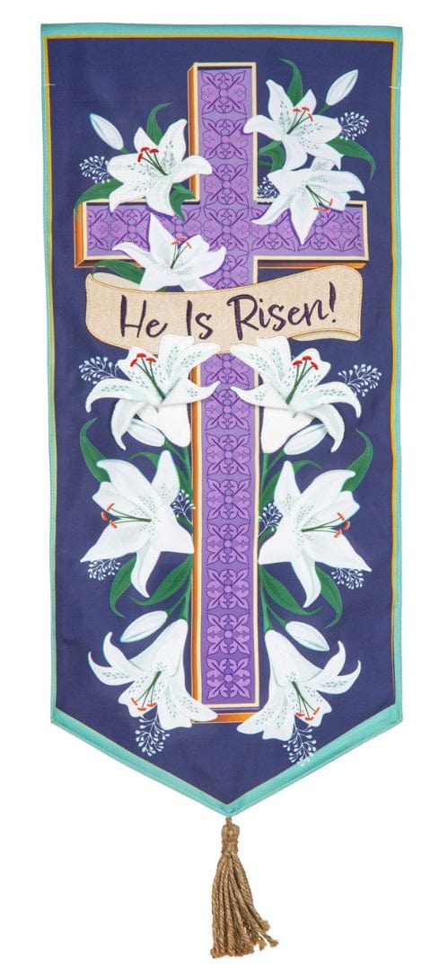 Cross and Lilies Easter Long Garden Flag 2 Sided XL heartlandflags