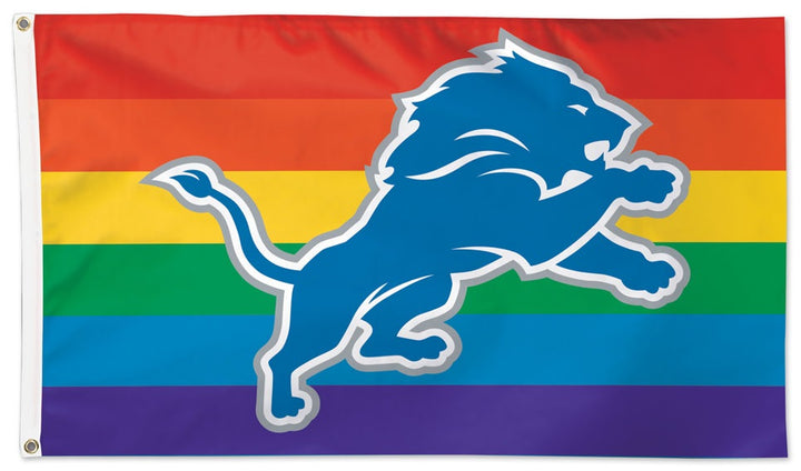 Detroit Lions Flag 3x5 Pride Rainbow heartlandflags