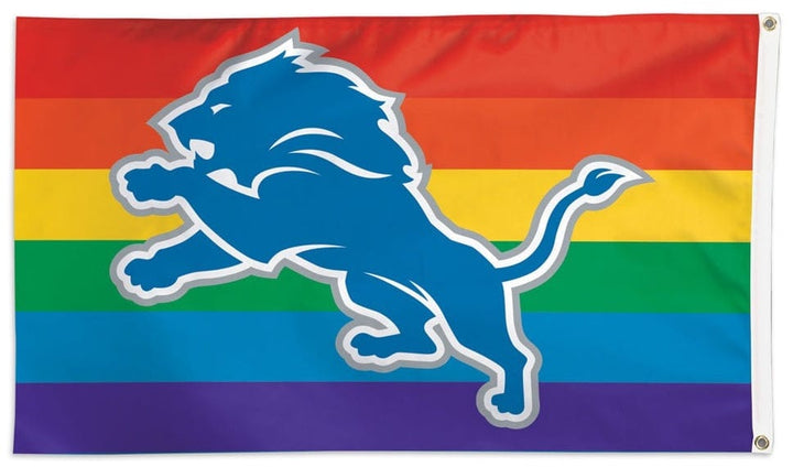 Detroit Lions Flag 3x5 Pride Rainbow heartlandflags