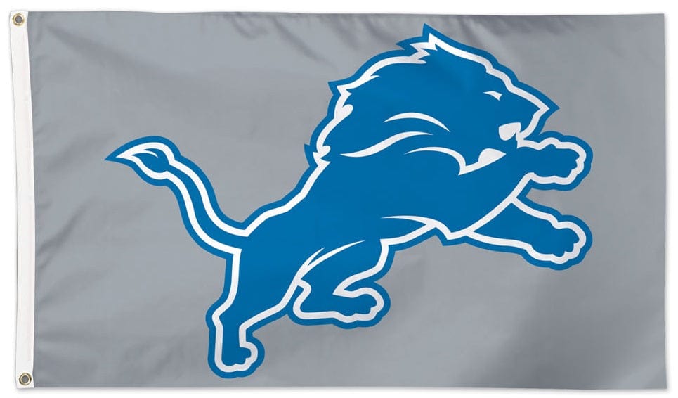 Detroit Lions Flag 3x5 Silver Logo 2 Sided heartlandflags