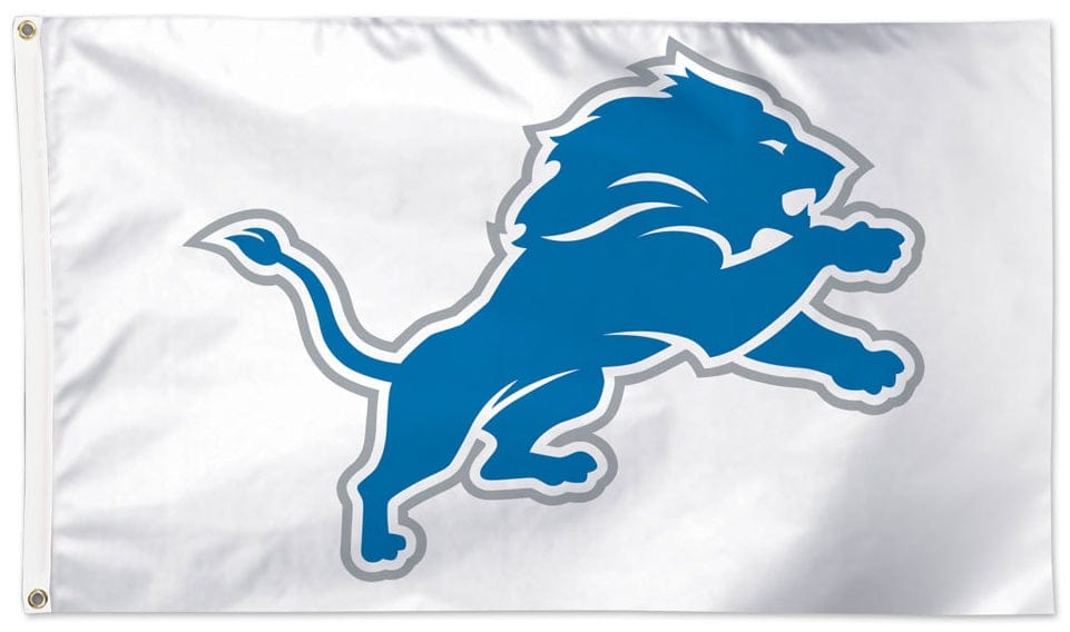 Detroit Lions Flag 3x5 White Logo 2 Sided heartlandflags