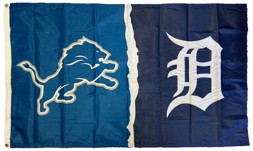 Detroit Lions and Detroit Tigers Flag 3x5 2 Sided heartlandflags