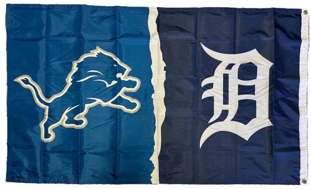 Detroit Lions and Detroit Tigers Flag 3x5 2 Sided heartlandflags