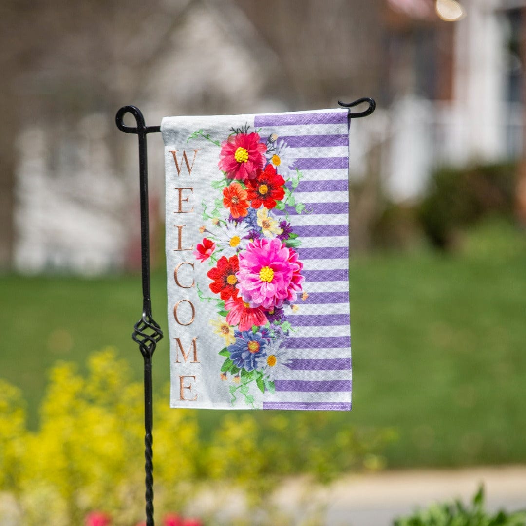 Divided Floral Spring Garden Flag 2 Sided Burlap Welcome heartlandflags