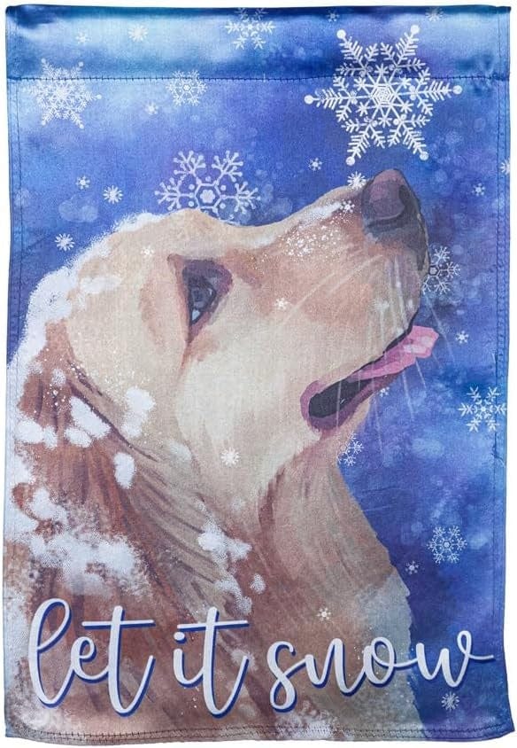 Dog Let It Snow Winter Garden Flag 2 Sided Lustre heartlandflags