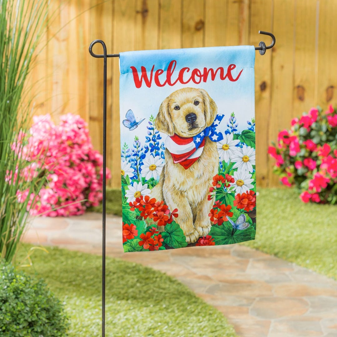 Dog with Patriotic Bandana Garden Flag 2 Sided heartlandflags