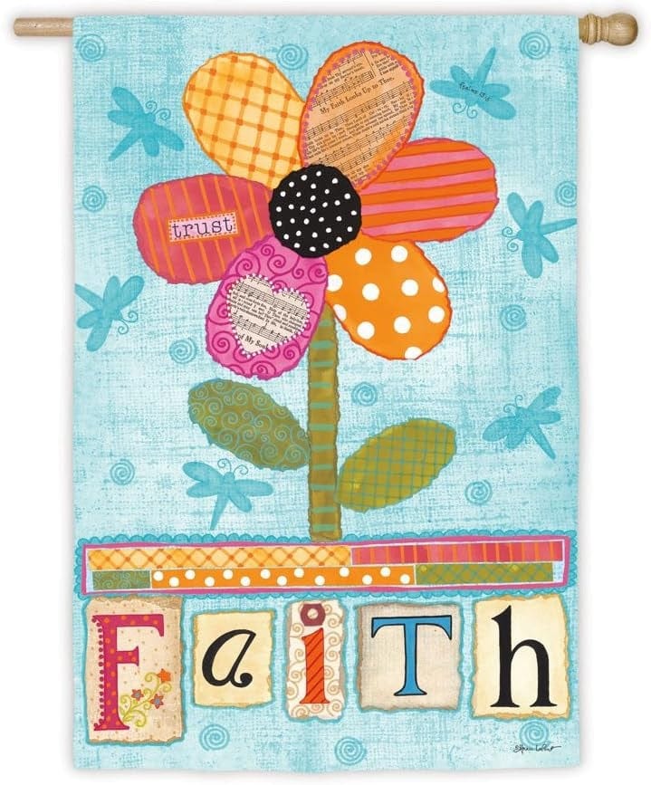 Faith Banner Inspirational House Flag Flower heartlandflags