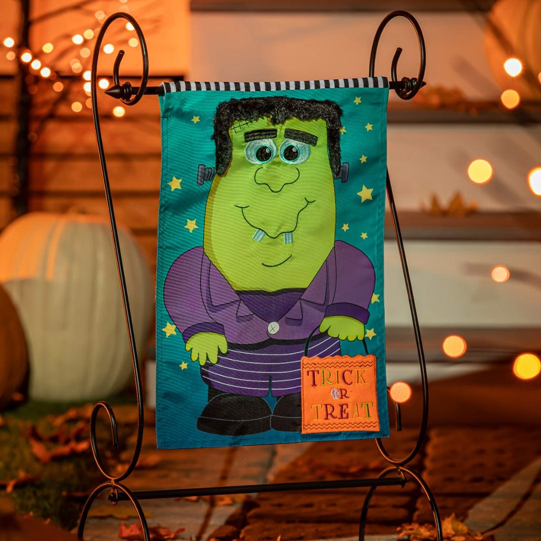 Franken Monster Friend Halloween Garden Flag 2 Sided Applique heartlandflags