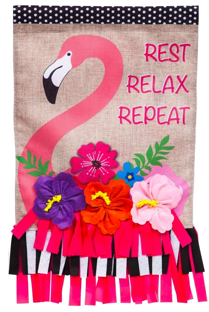 Fringe Flamingo Garden Flag 2 Sided heartlandflags