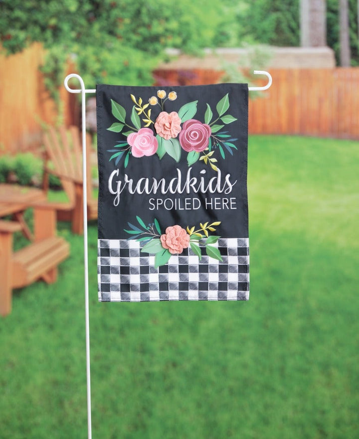 Grandkids Spoiled Here Applique Garden Flag 2 Sided heartlandflags